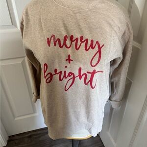 Merry + Bright Beige Sweatshirt